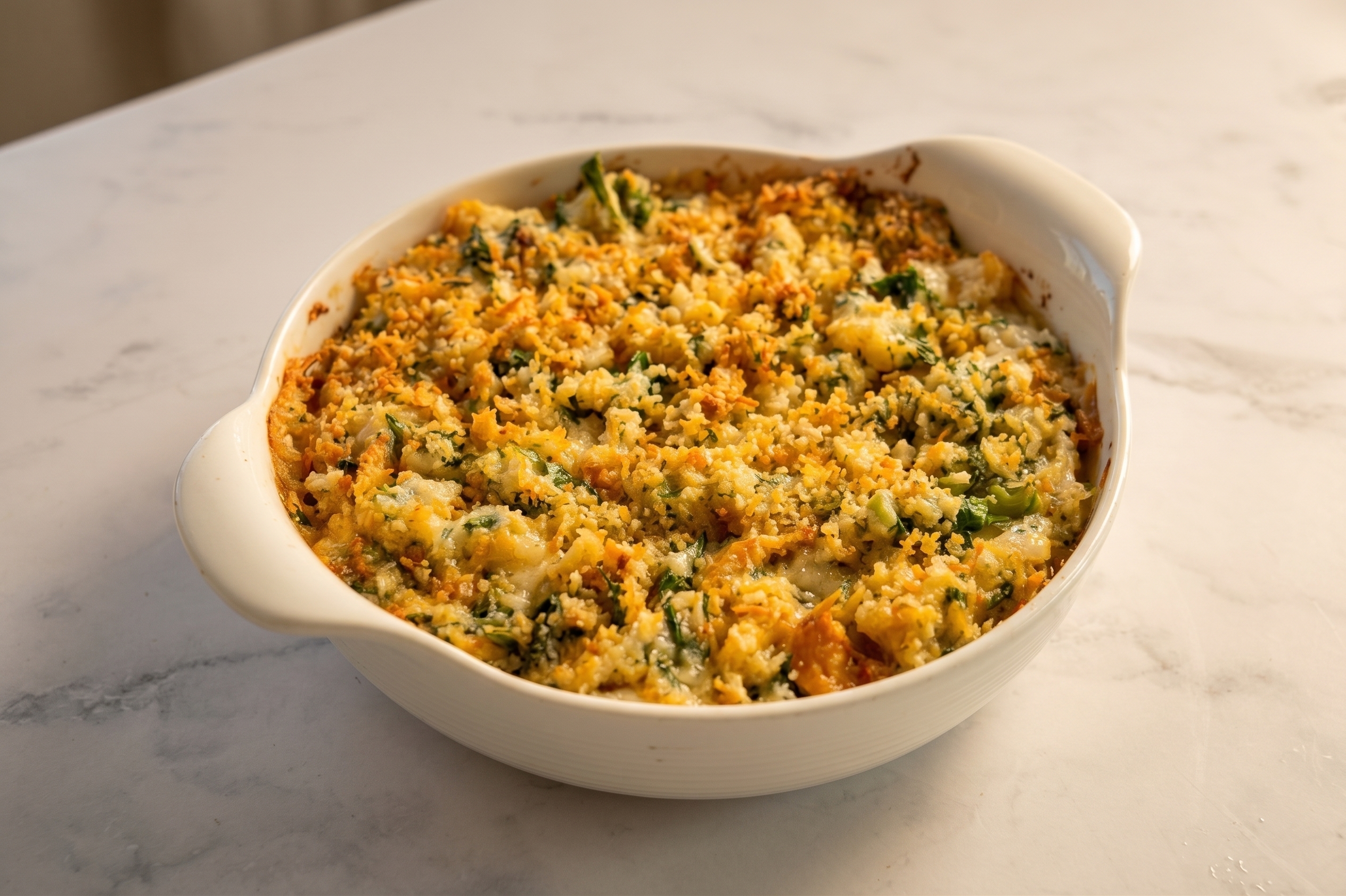 Creamed Kale & Butternut Squash Gratin
